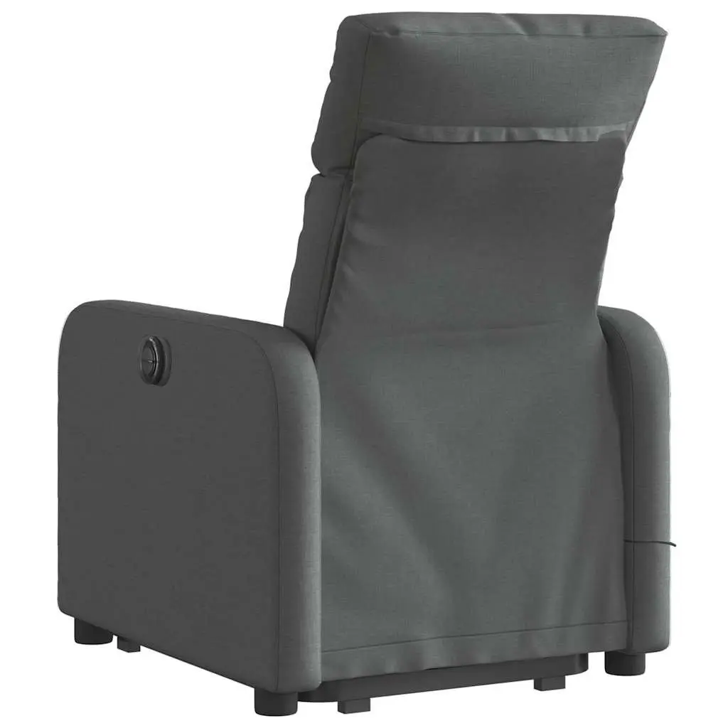 Massage Recliner Chair Electric Lift Function Grey Fabric Armchair