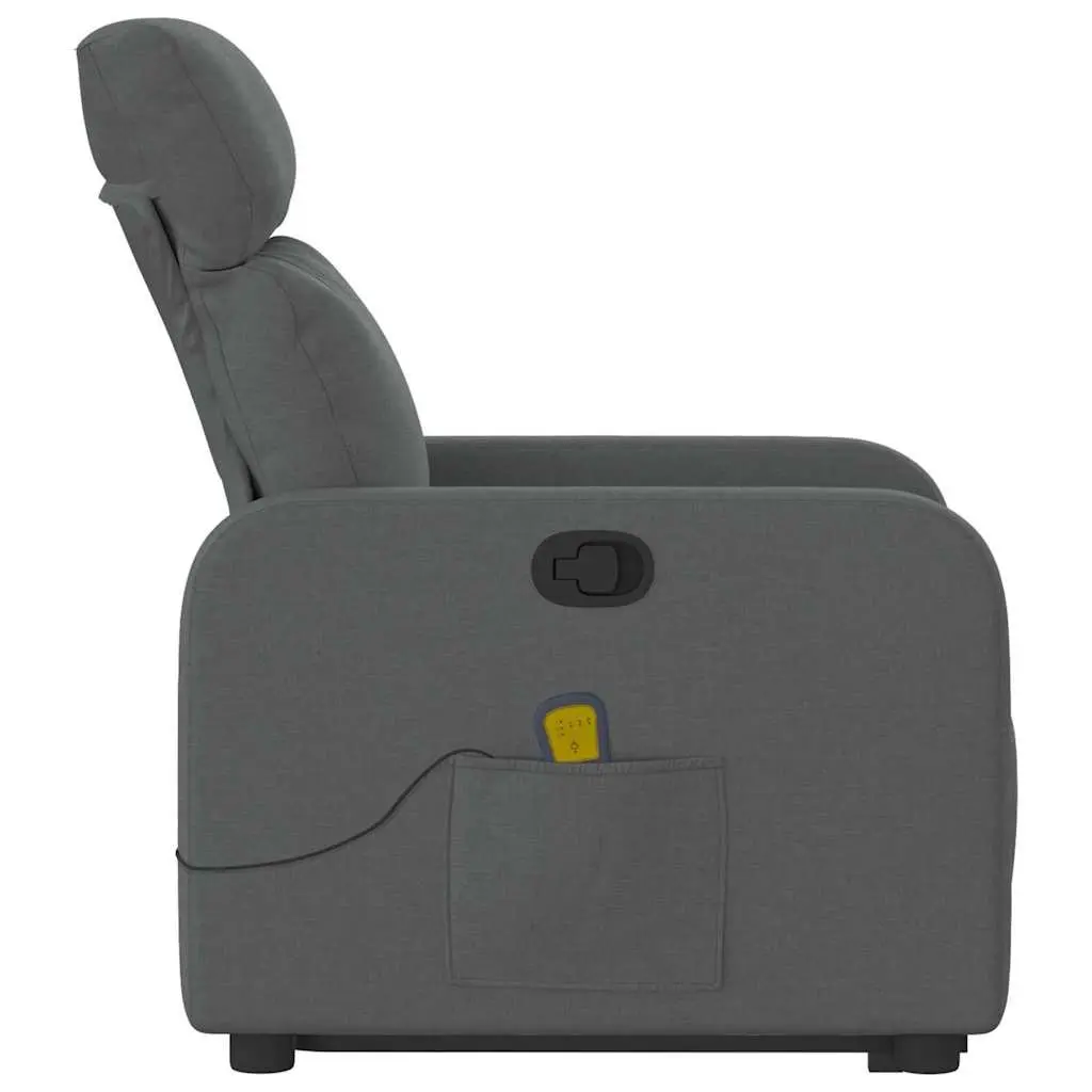 Massage Recliner Chair Electric Lift Function Grey Fabric Armchair