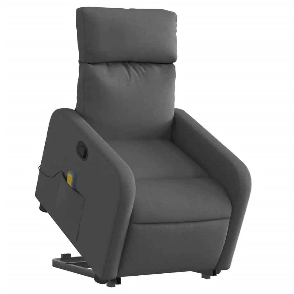 Electric Massage Recliner Chair Grey Fabric Power Lift and Recline