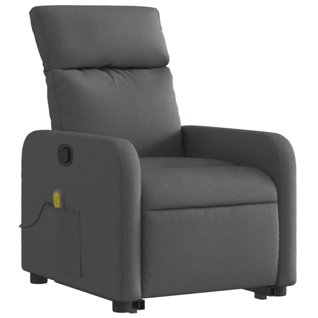 Electric Massage Recliner Chair Grey Fabric Power Lift and Recline