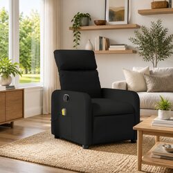 Black Faux Leather Massage Recliner Chair with 6 Points