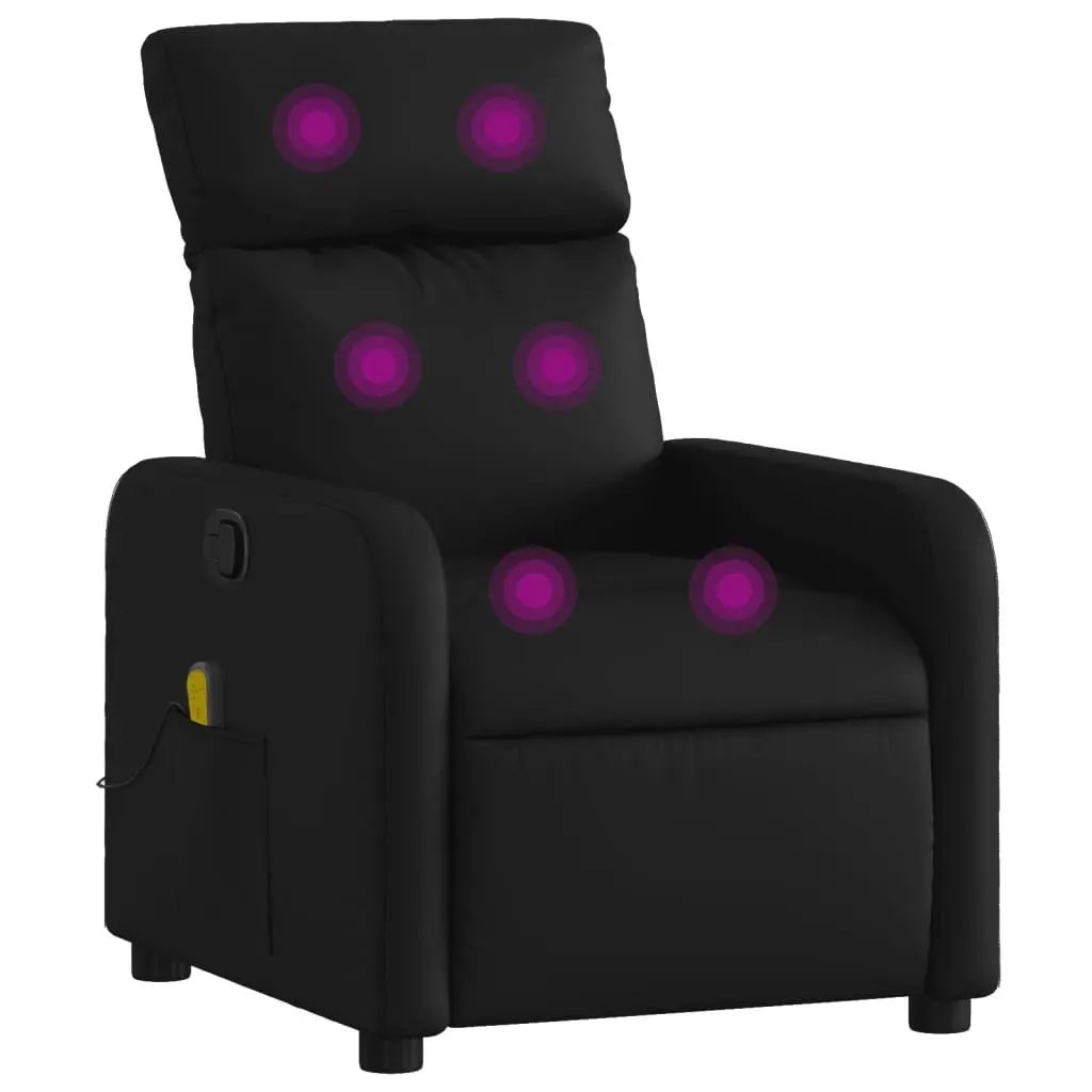 Massage Recliner Chair Black Faux Leather Manual Reclining 135 Degrees 6 Massage Points