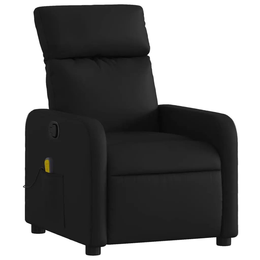 Massage Recliner Chair Black Faux Leather Manual Reclining 135 Degrees 6 Massage Points