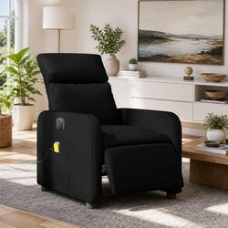 Electric Massage Recliner Chair in Black Faux Leather