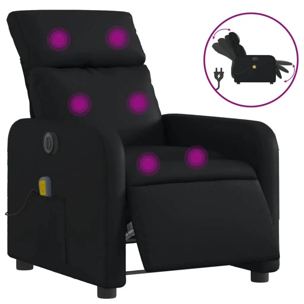 Electric Massage Recliner Chair Black Faux Leather Adjustable Size with Footrest