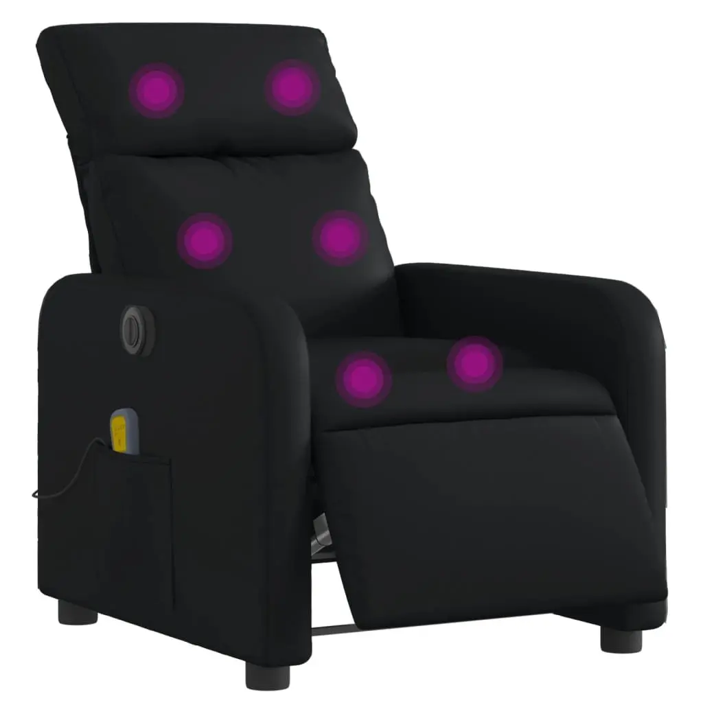 Electric Massage Recliner Chair Black Faux Leather Adjustable Size with Footrest
