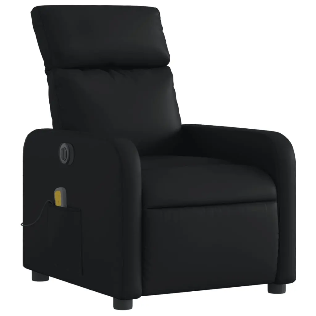 Electric Massage Recliner Chair Black Faux Leather Adjustable Size with Footrest