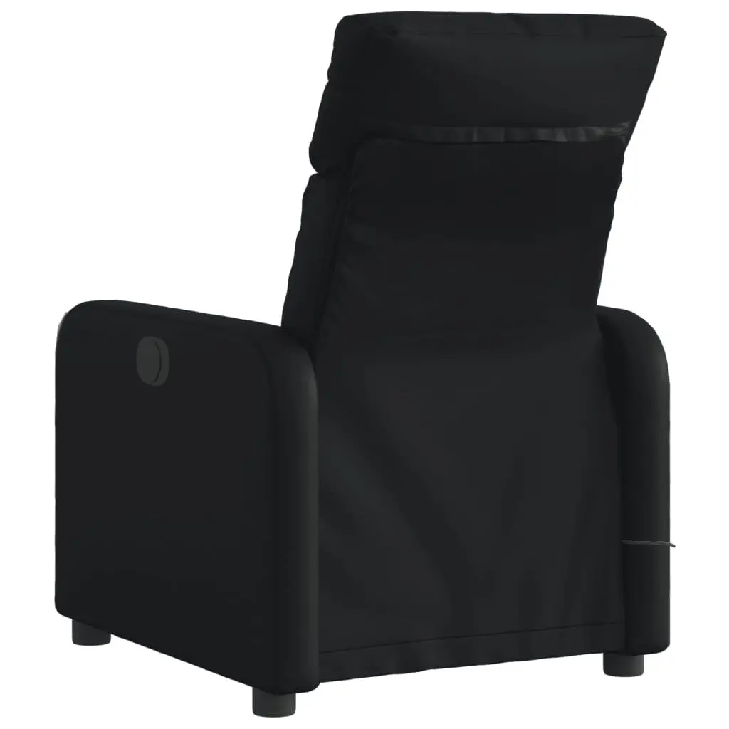 Electric Massage Recliner Chair Black Faux Leather Adjustable Size with Footrest