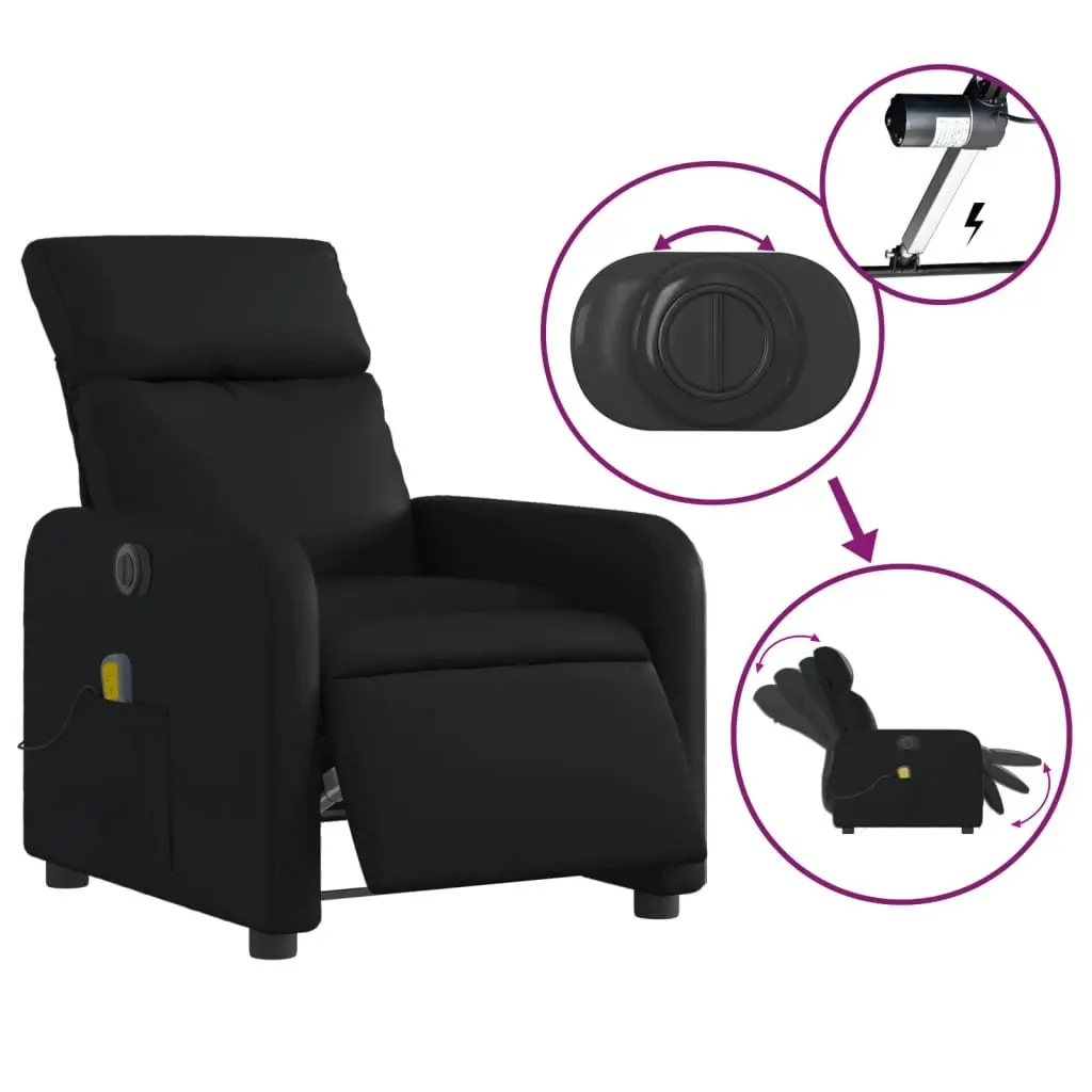 Electric Massage Recliner Chair Black Faux Leather Adjustable Size with Footrest