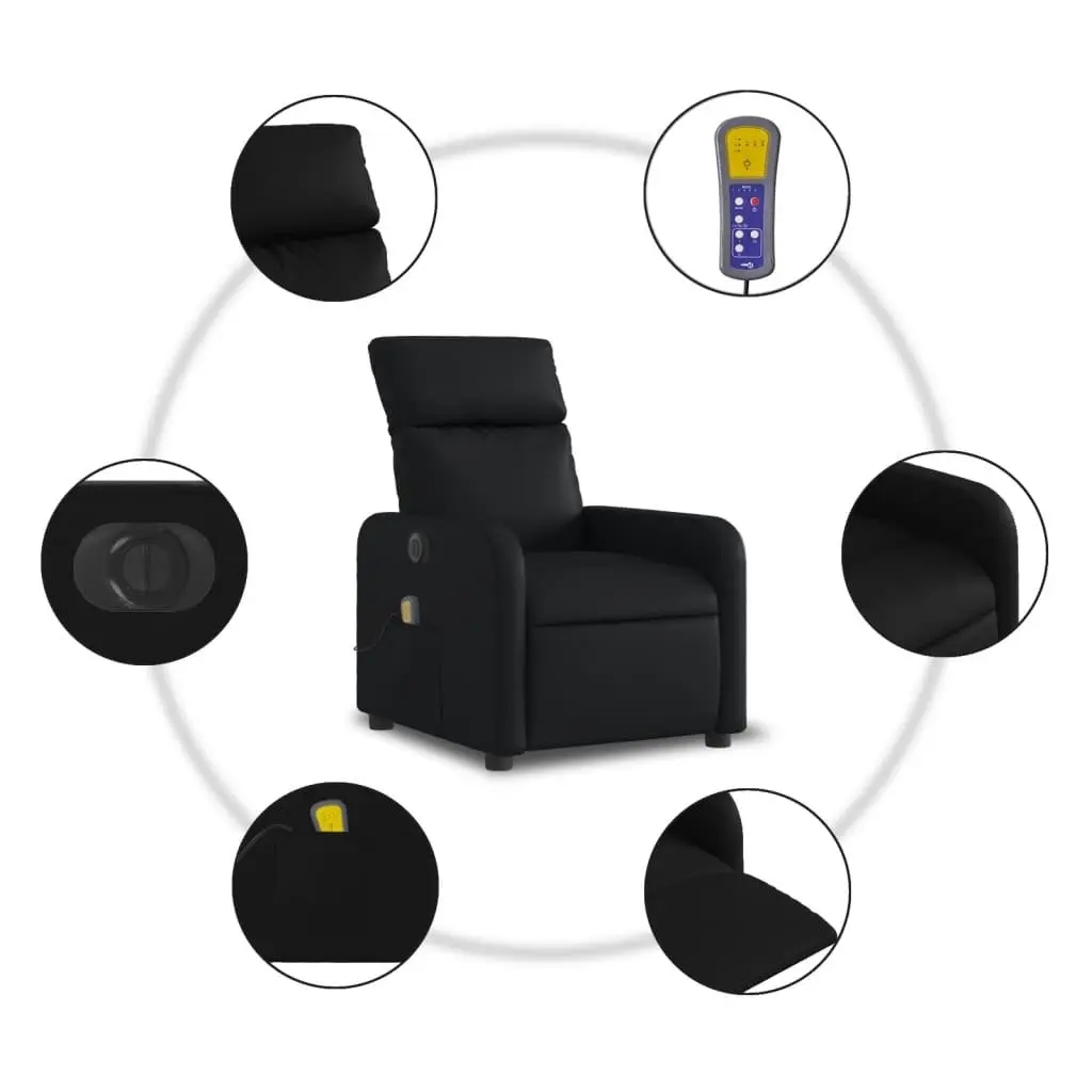 Electric Massage Recliner Chair Black Faux Leather Adjustable Size with Footrest