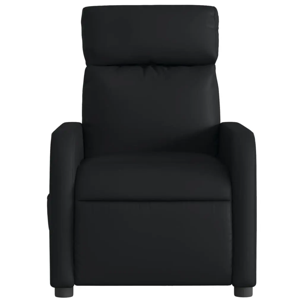 Electric Massage Recliner Chair Black Faux Leather Adjustable Size with Footrest