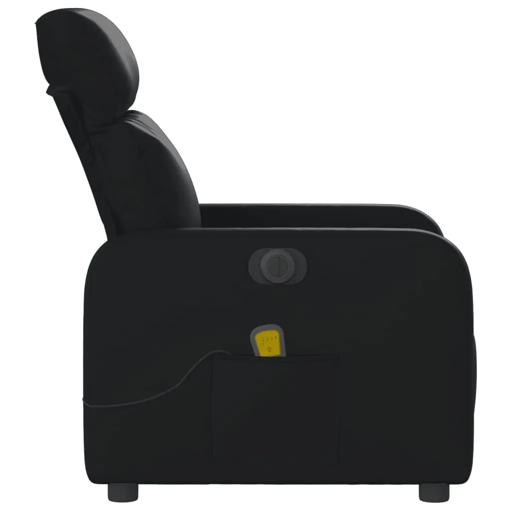 Electric Massage Recliner Chair Black Faux Leather Adjustable Size with Footrest