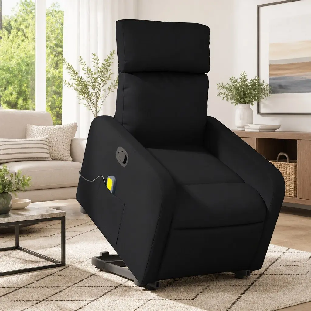 Electric Massage Chair Black Faux Leather Stand Up Power Lift Recliner 135 Degrees