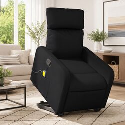 Electric Power Lift Massage Recliner Chair in Black Faux Leather