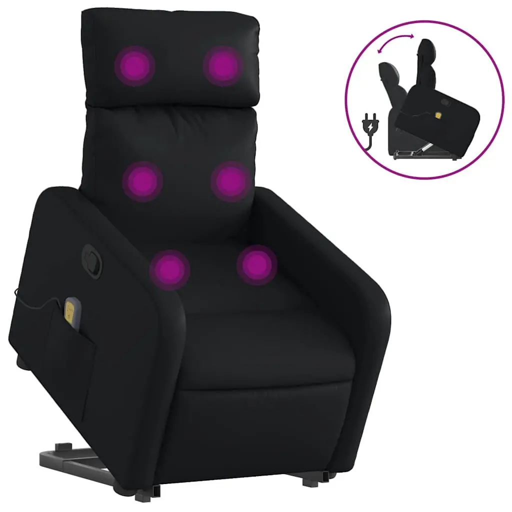Electric Massage Chair Black Faux Leather Stand Up Power Lift Recliner 135 Degrees