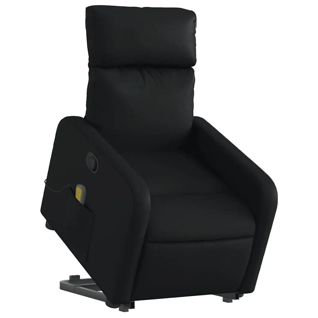 Electric Massage Chair Black Faux Leather Stand Up Power Lift Recliner 135 Degrees