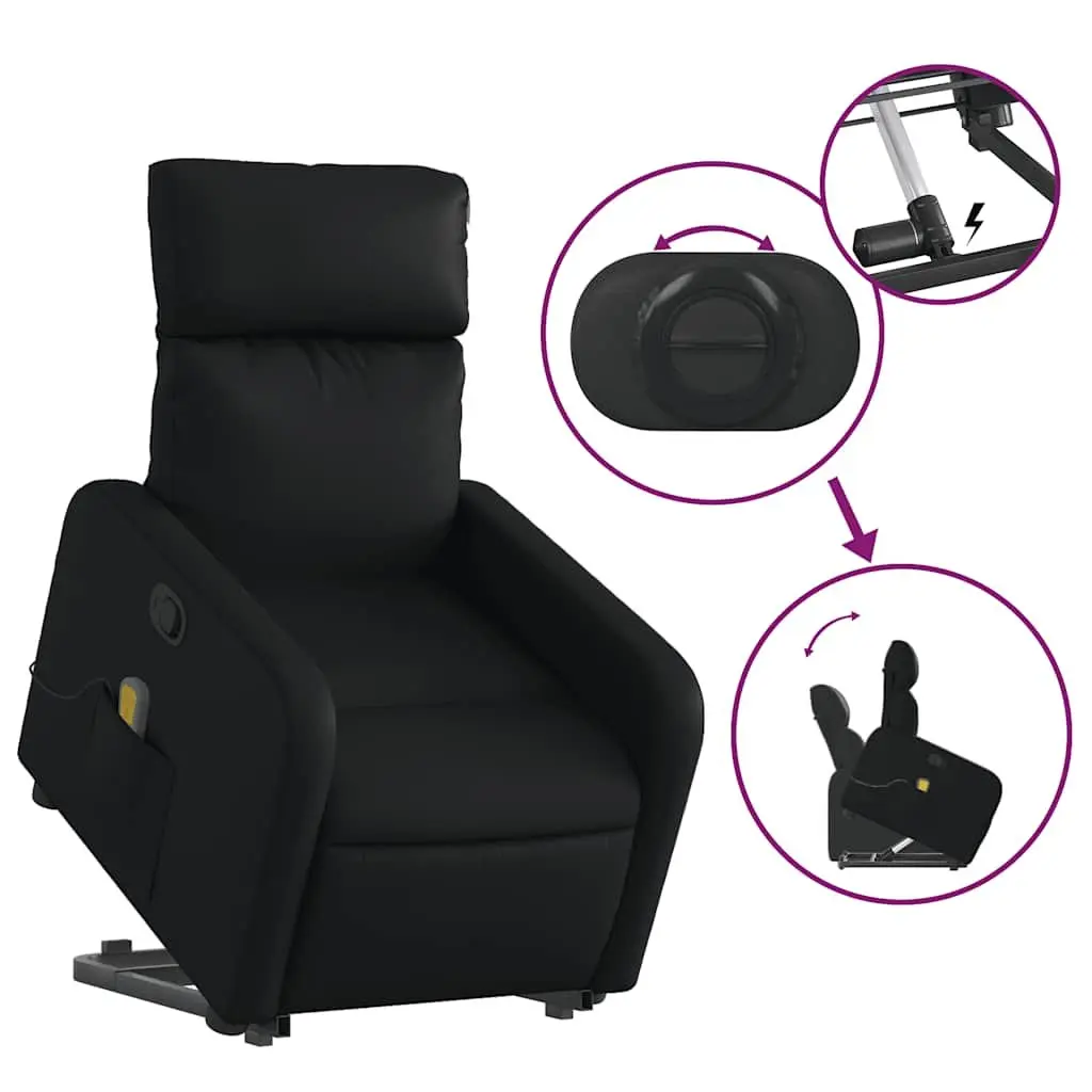 Electric Massage Chair Black Faux Leather Stand Up Power Lift Recliner 135 Degrees