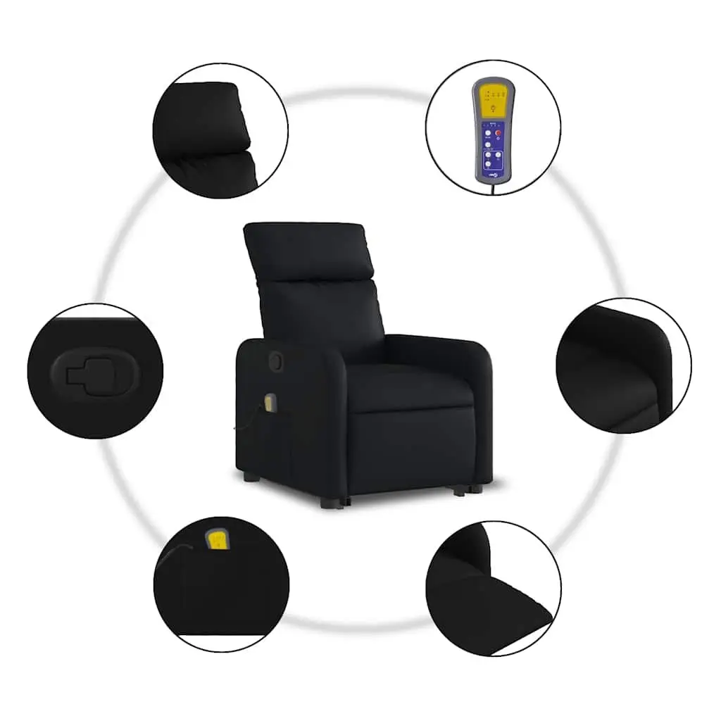 Electric Massage Chair Black Faux Leather Stand Up Power Lift Recliner 135 Degrees