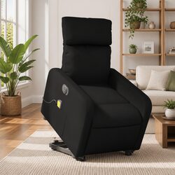 Electric Lift Massage Recliner Chair in Black Faux Leather