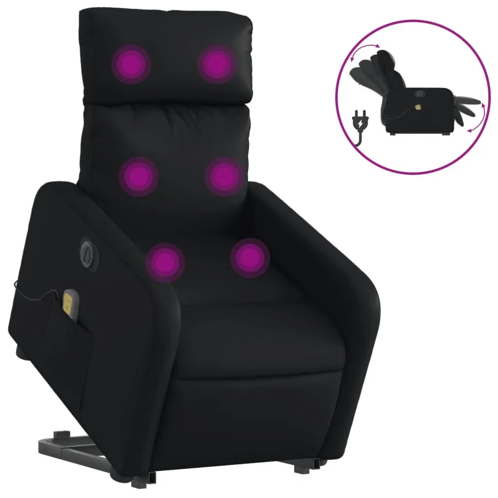 Electric Massage Recliner Chair Black Faux Leather Power Lift 135 Degrees