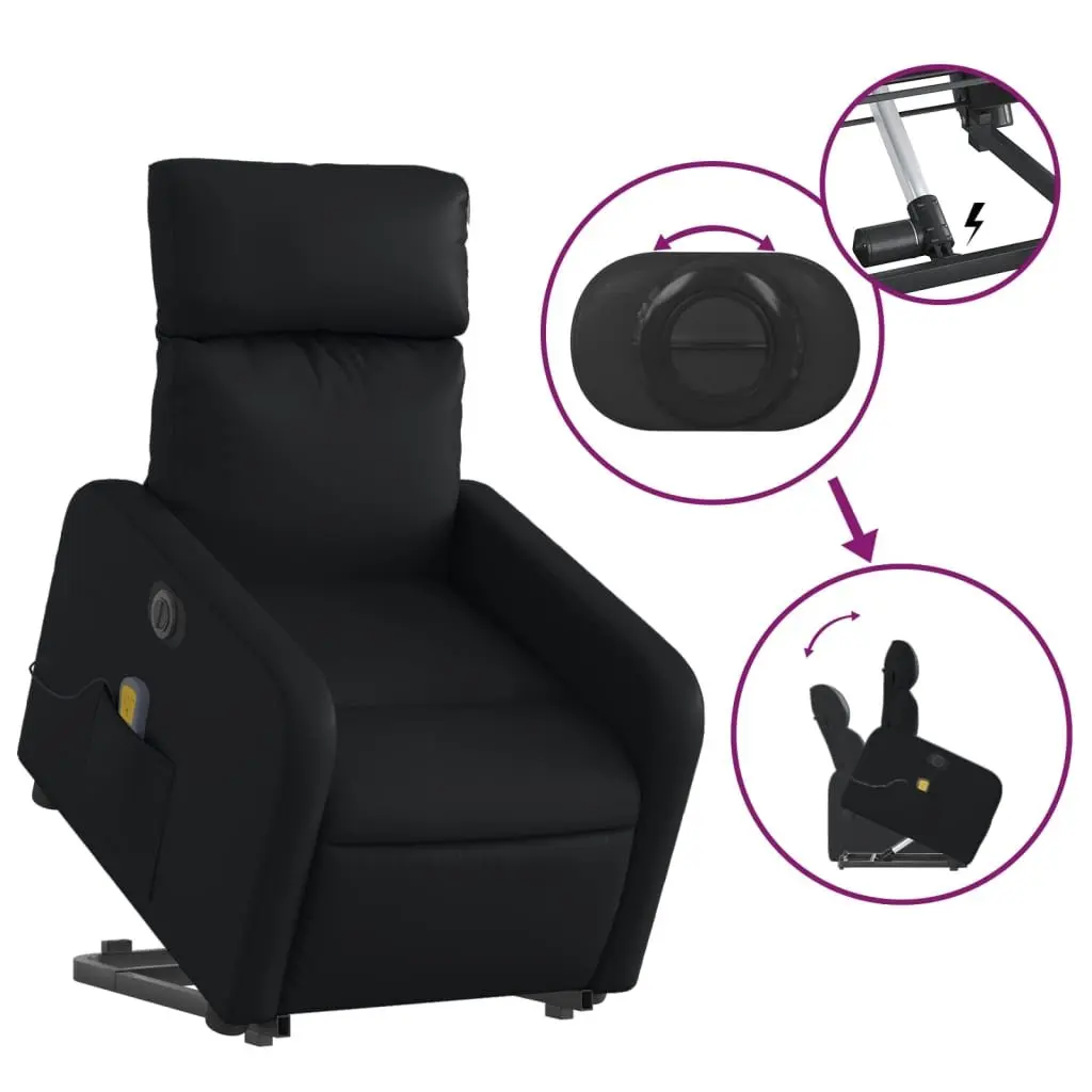 Electric Massage Recliner Chair Black Faux Leather Power Lift 135 Degrees