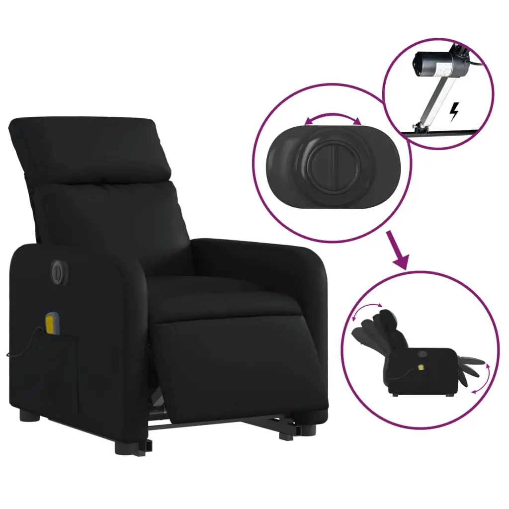 Electric Massage Recliner Chair Black Faux Leather Power Lift 135 Degrees