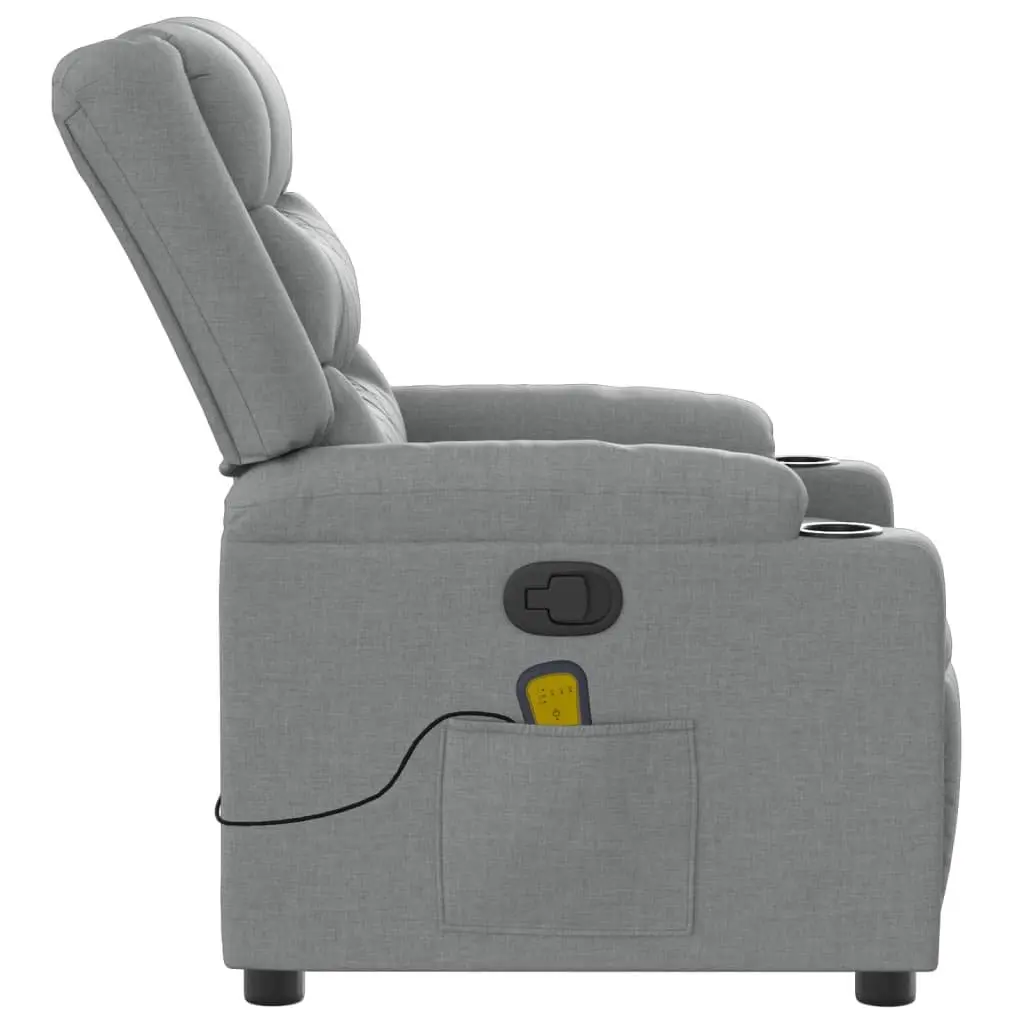 Massage Recliner Chair Manual Reclining Grey Fabric