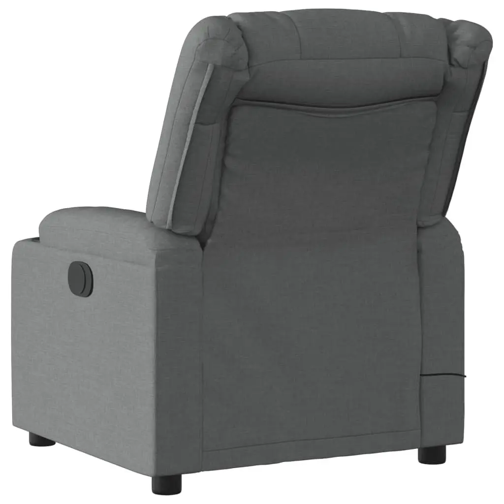 Massage Recliner Chair Dark Grey Fabric Manual Reclining Armchair
