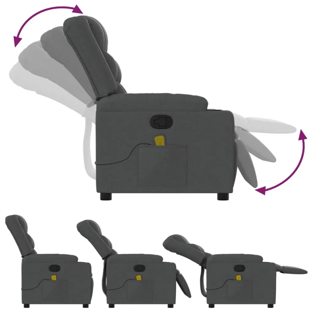 Massage Recliner Chair Dark Grey Fabric Manual Reclining Armchair