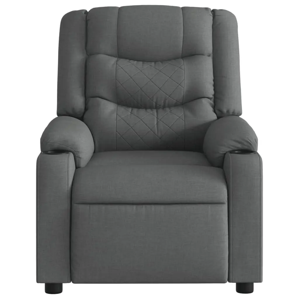 Massage Recliner Chair Dark Grey Fabric Manual Reclining Armchair
