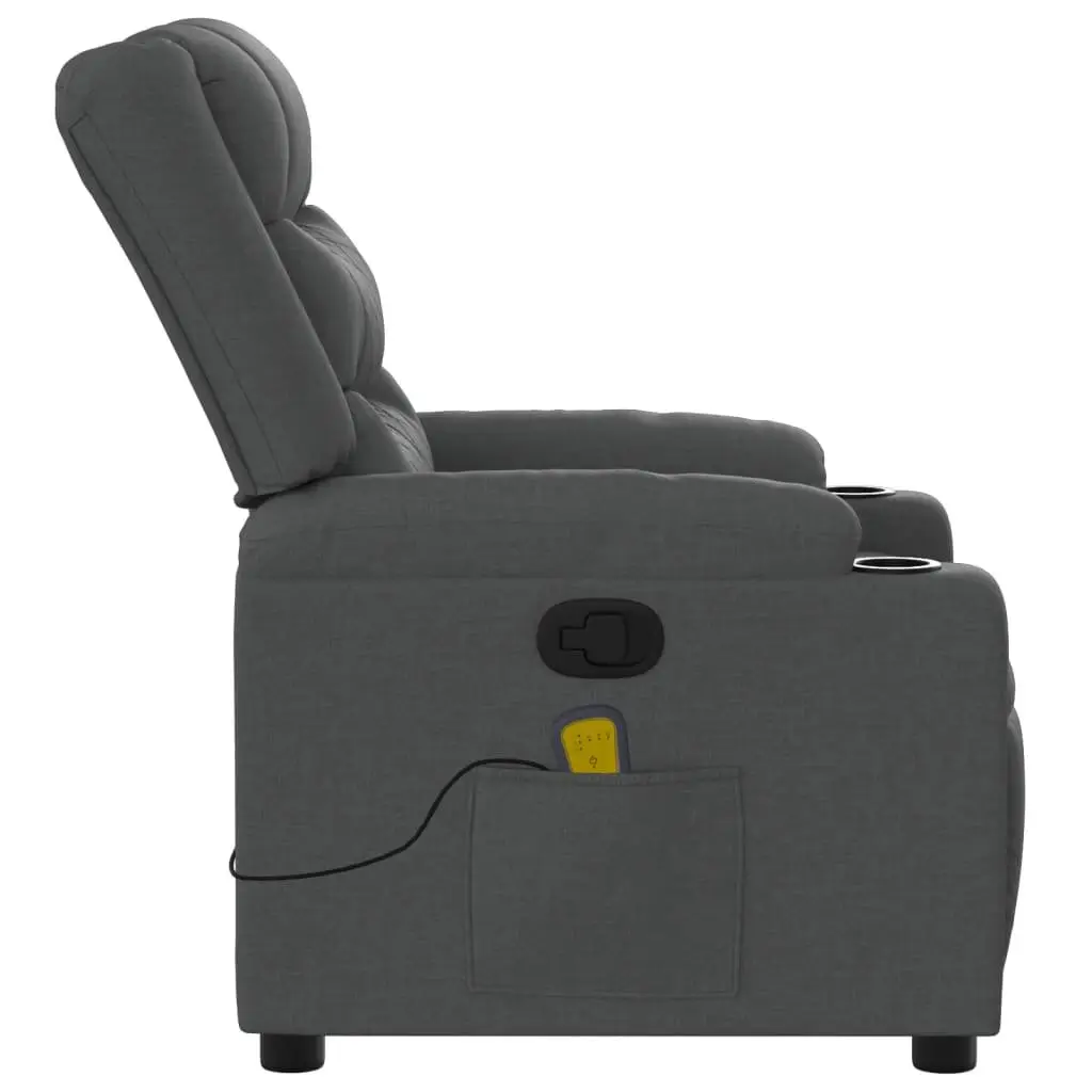Massage Recliner Chair Dark Grey Fabric Manual Reclining Armchair