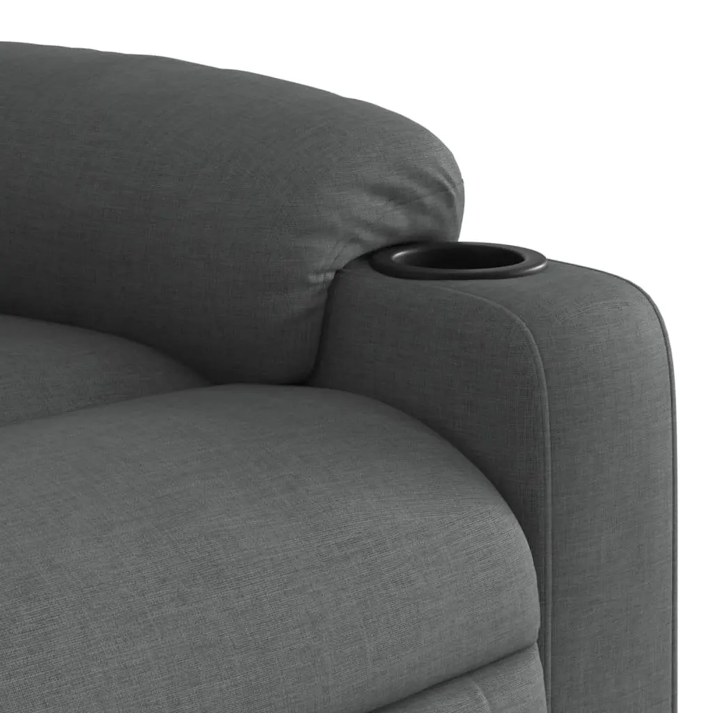 Massage Recliner Chair Dark Grey Fabric Manual Reclining Armchair
