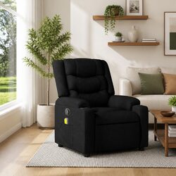Black Fabric Manual Recline Massage Recliner Chair
