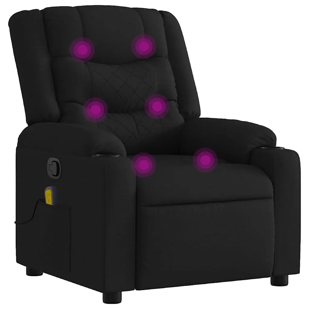 Massage Recliner Chair Black Fabric Manual Recline Vibration Armchair