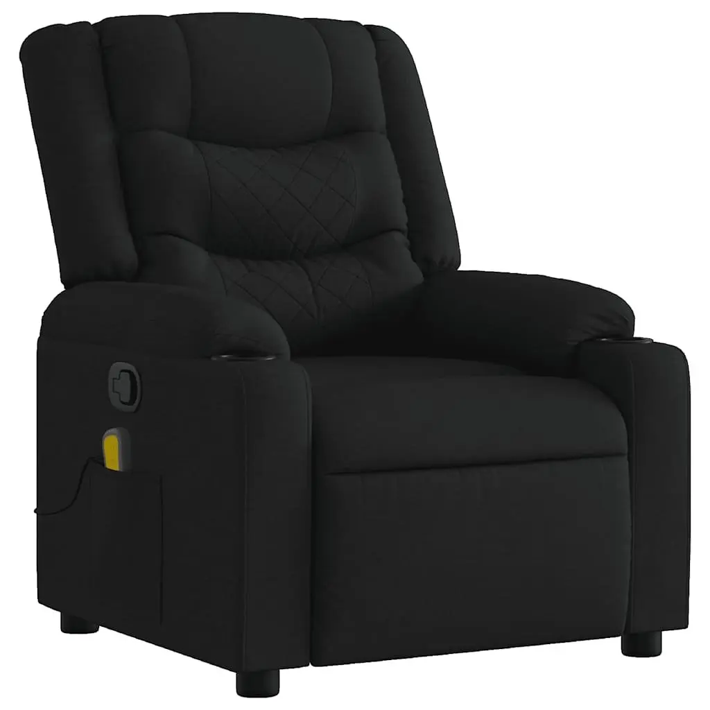 Massage Recliner Chair Black Fabric Manual Recline Vibration Armchair