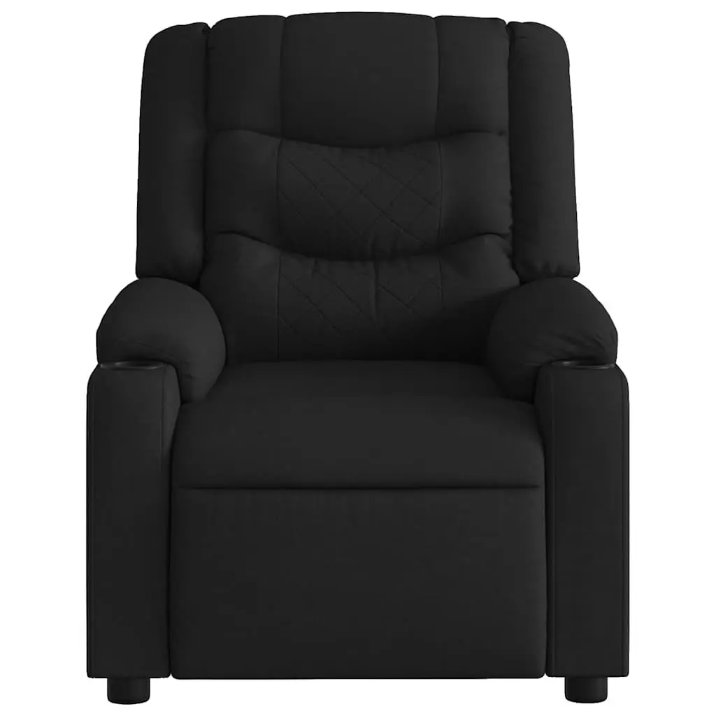 Massage Recliner Chair Black Fabric Manual Recline Vibration Armchair