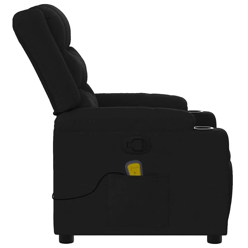 Massage Recliner Chair Black Fabric Manual Recline Vibration Armchair