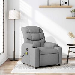 Massage Recliner Chair Grey Fabric Manual Recline Armchair Vibration Lounge Seat