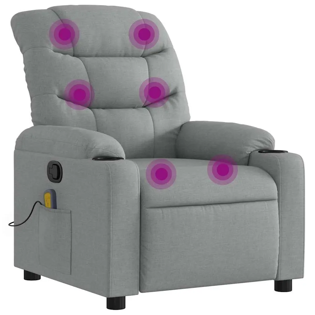Massage Recliner Chair Grey Fabric Manual Recline Vibration Lounge Seat