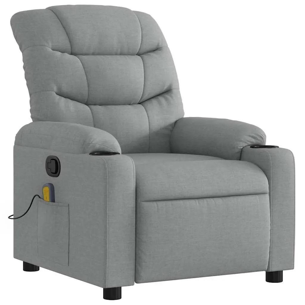 Massage Recliner Chair Grey Fabric Manual Recline Vibration Lounge Seat