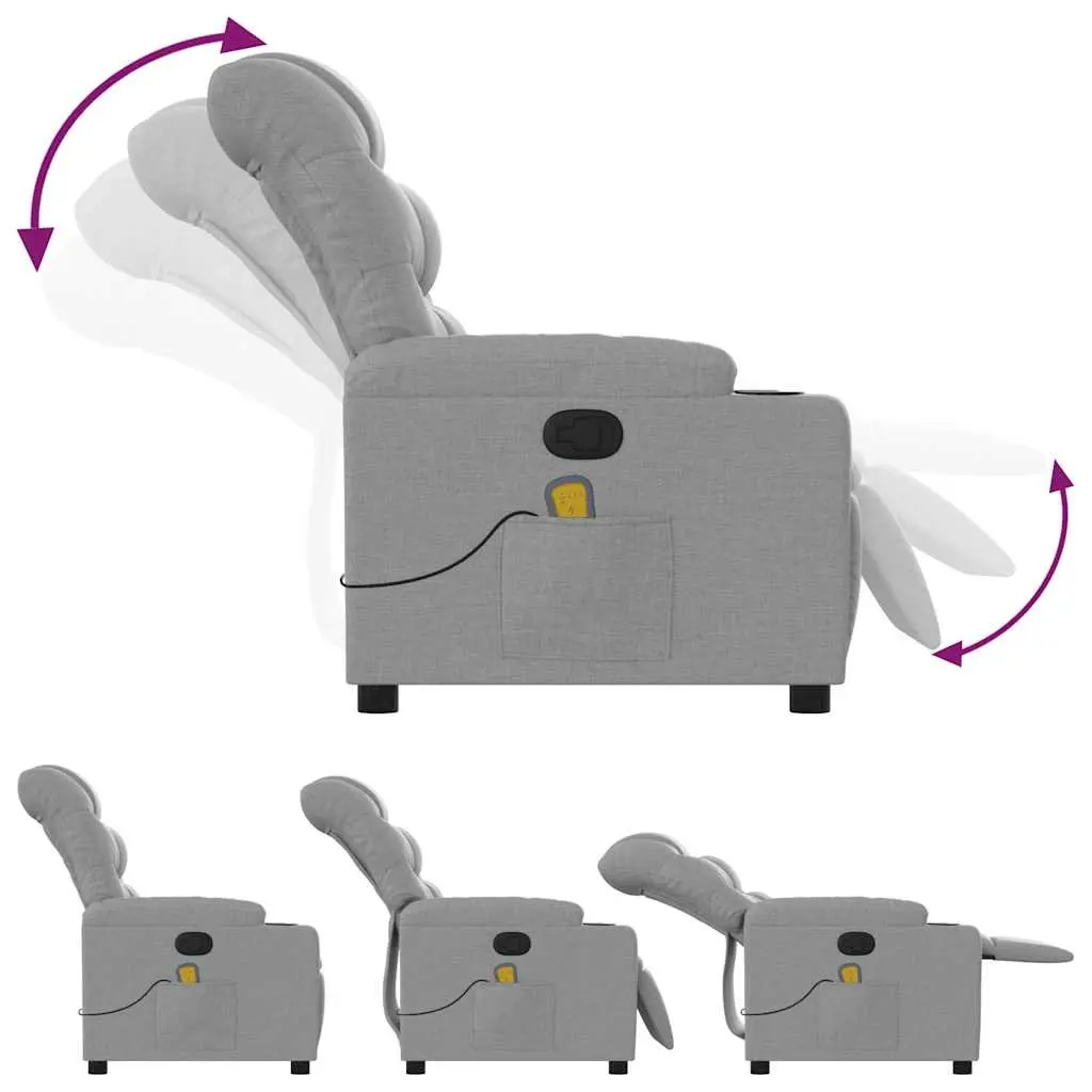 Massage Recliner Chair Grey Fabric Manual Recline Vibration Lounge Seat