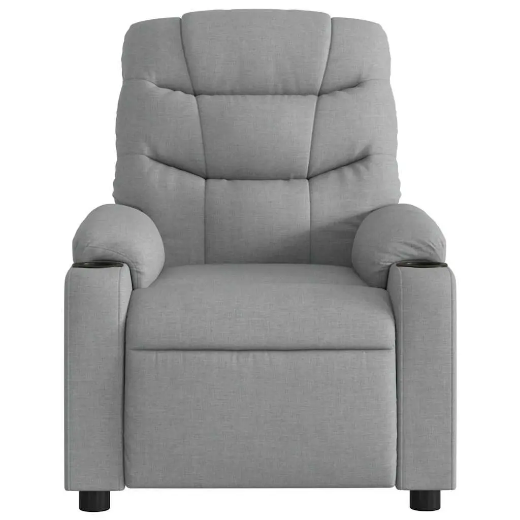 Massage Recliner Chair Grey Fabric Manual Recline Vibration Lounge Seat