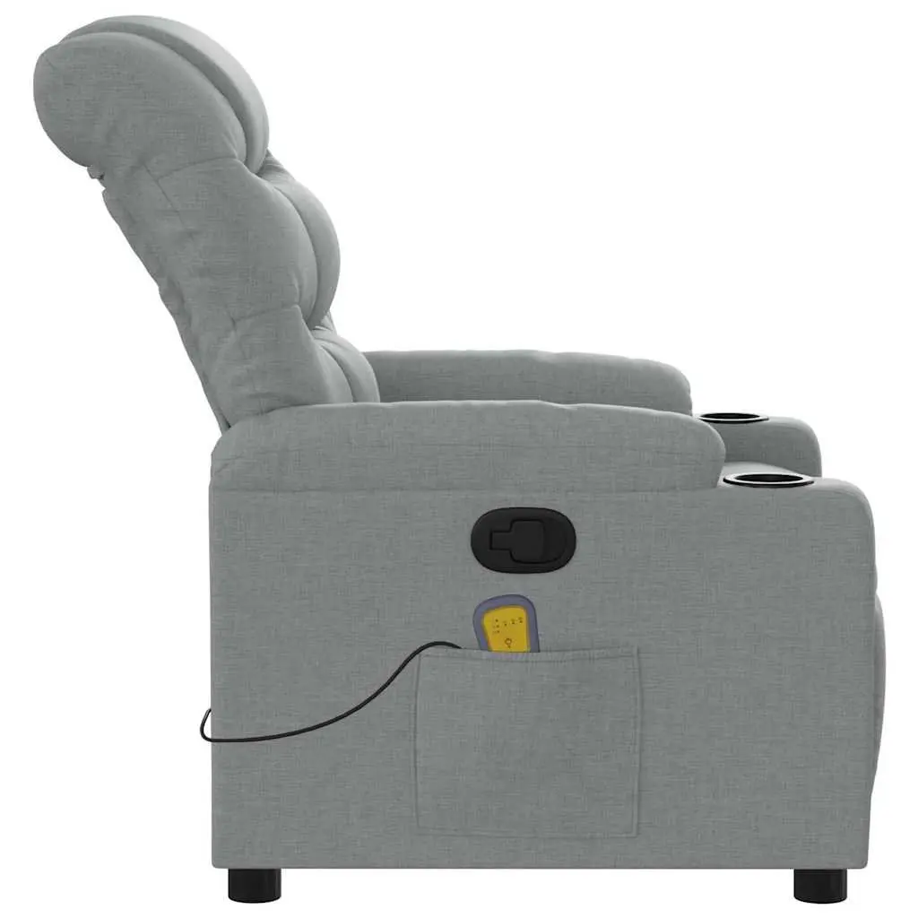 Massage Recliner Chair Grey Fabric Manual Recline Vibration Lounge Seat