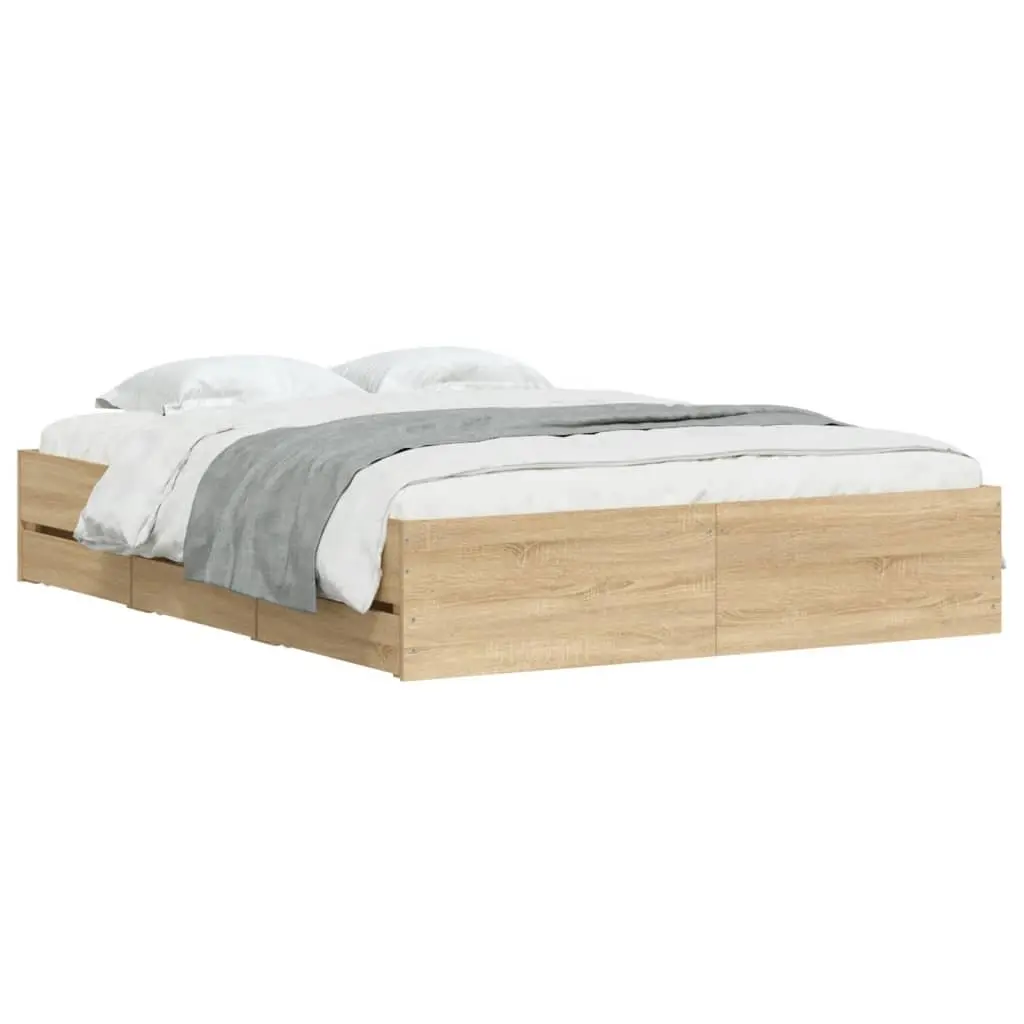 Storage Bed Frame with Slatted Base Brown 150x200cm