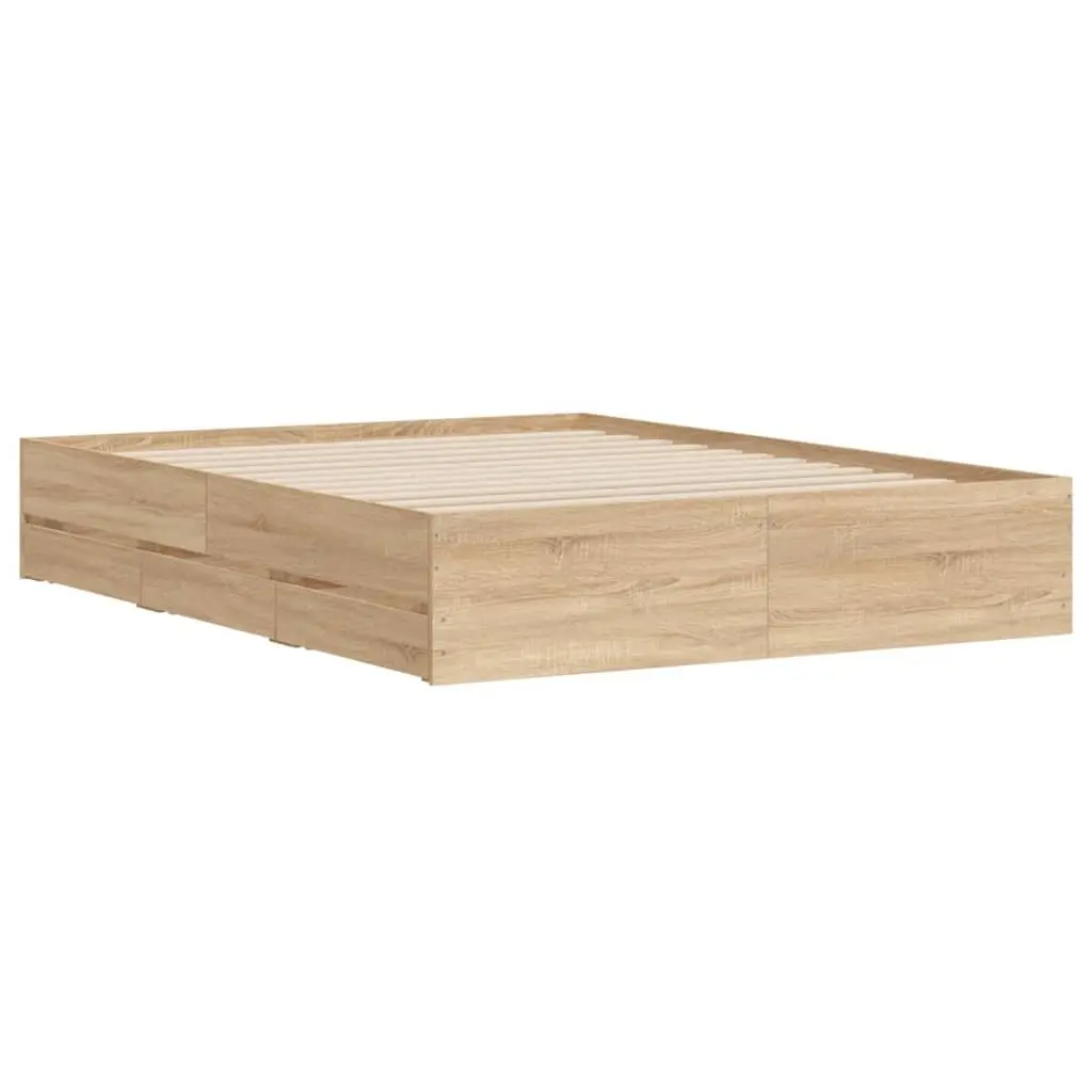 Storage Bed Frame with Slatted Base Brown 150x200cm