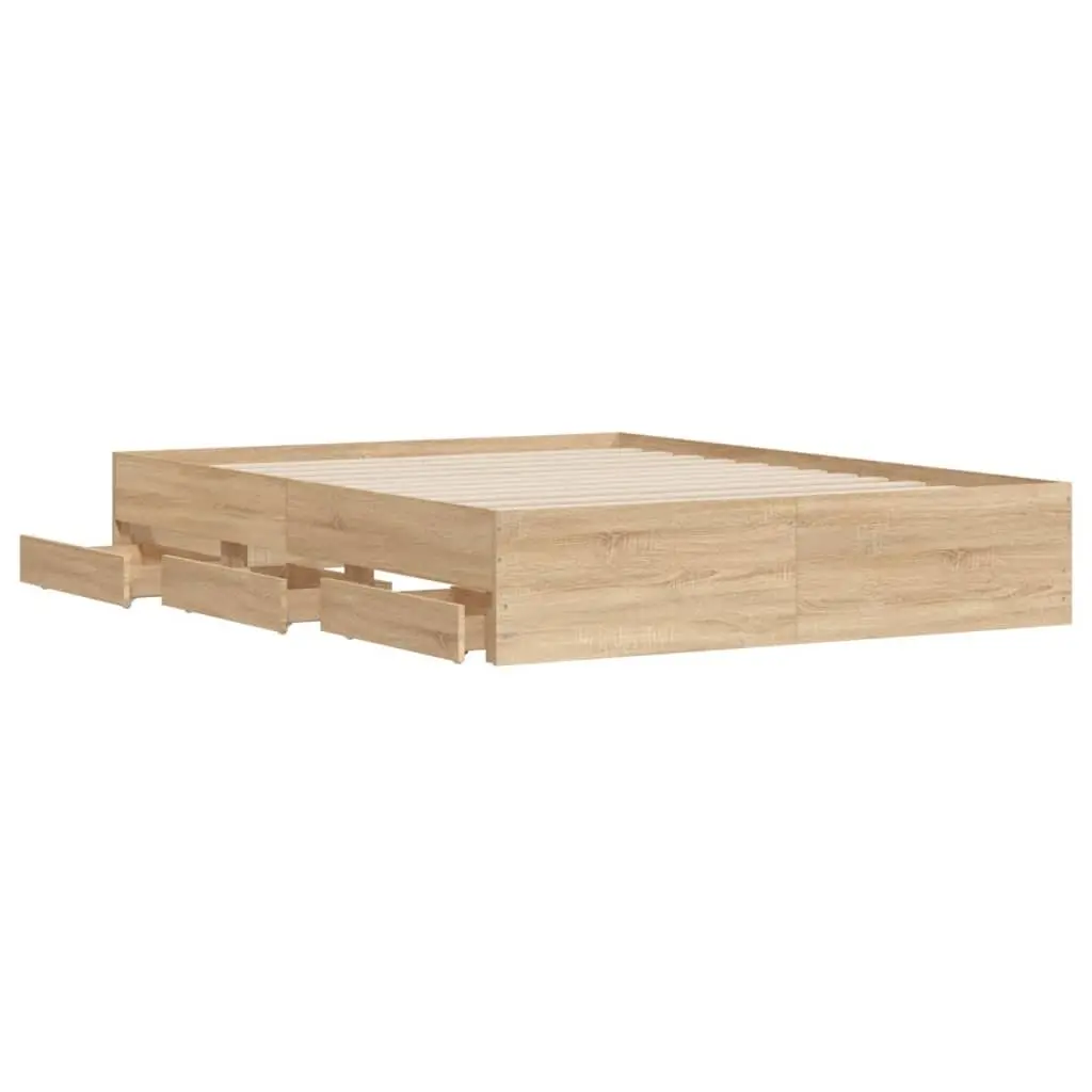Storage Bed Frame with Slatted Base Brown 150x200cm