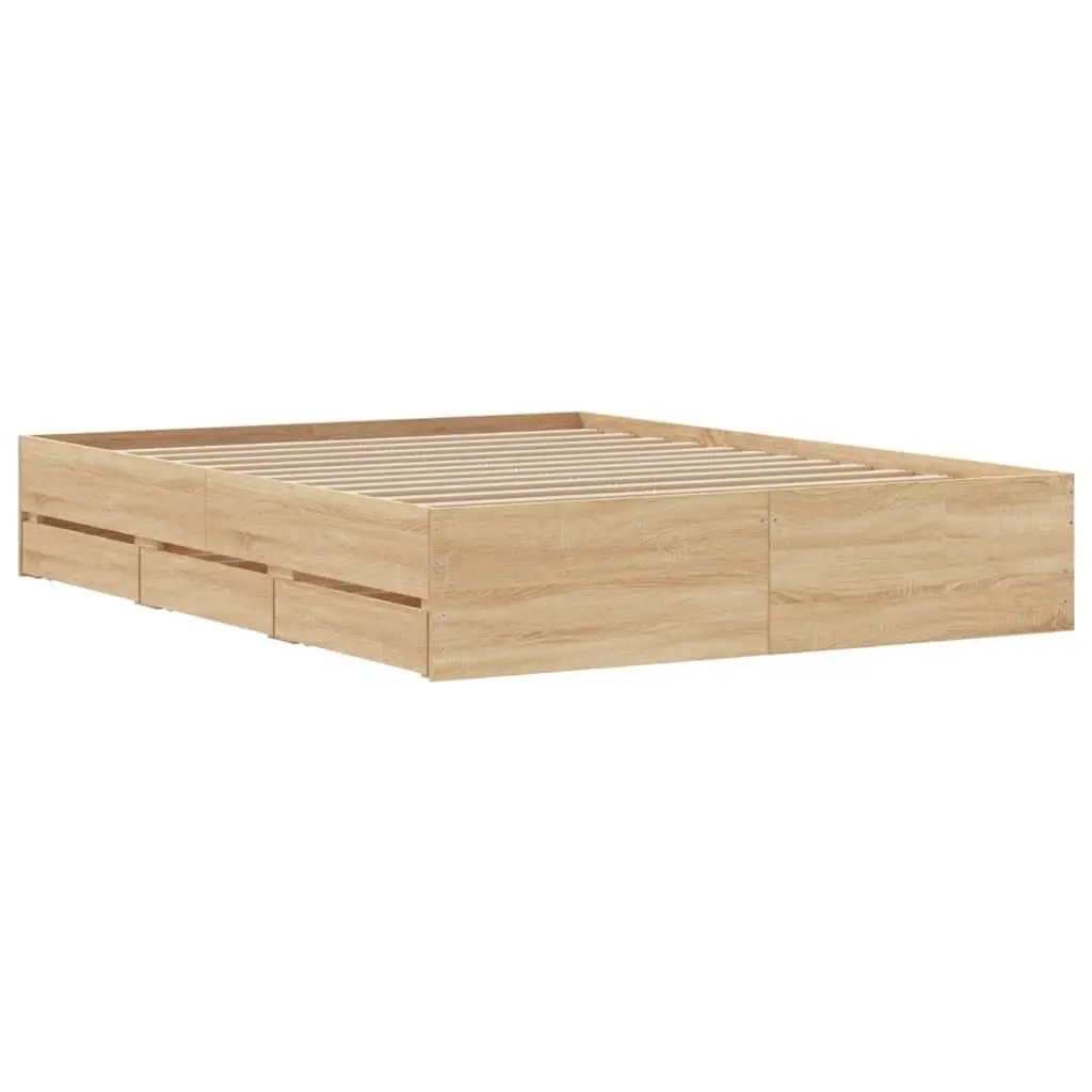 Storage Bed Frame with Slatted Base Brown 150x200cm