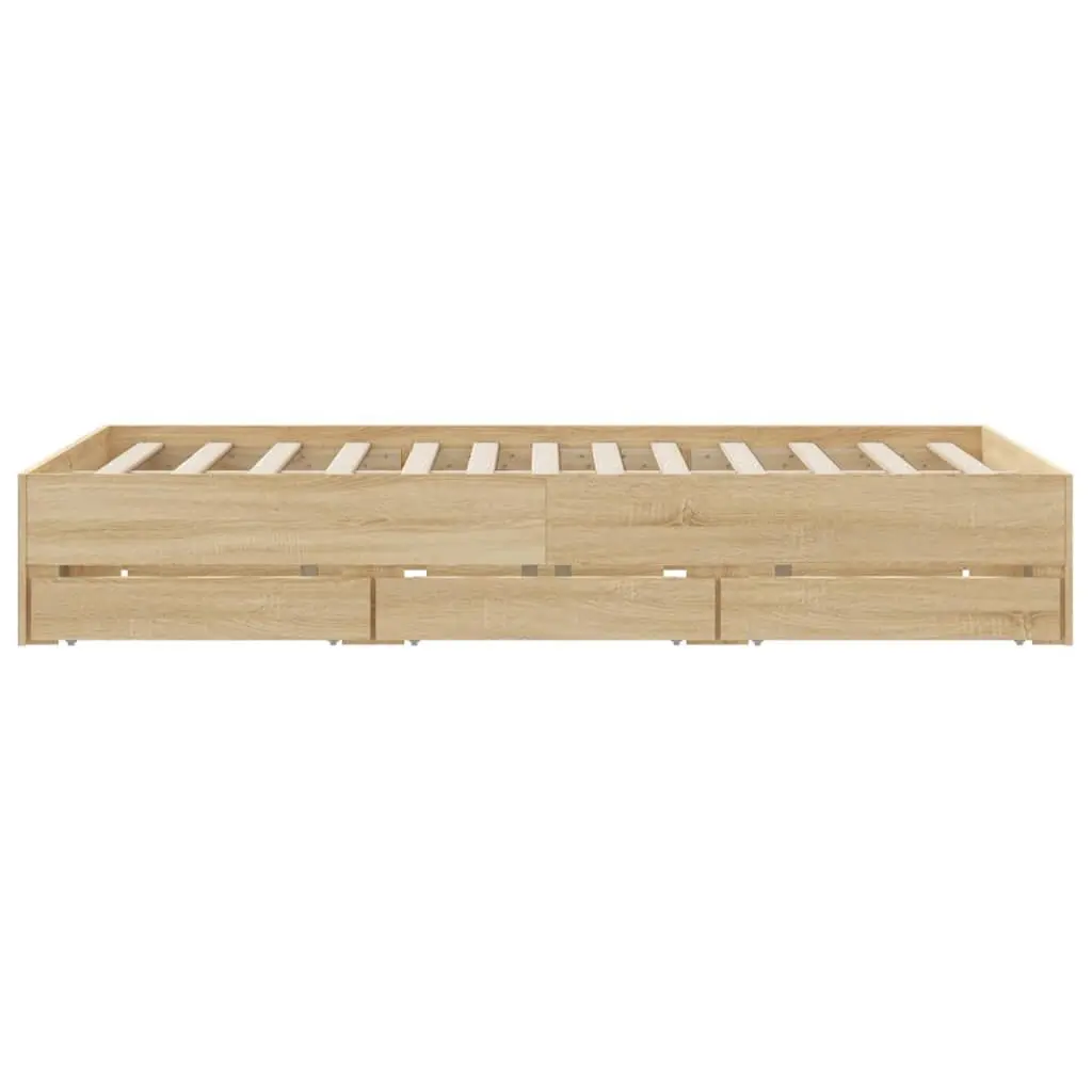 Storage Bed Frame with Slatted Base Brown 150x200cm