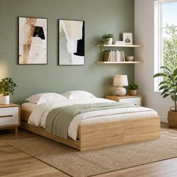 Cozy Bed Frame with Storage Drawers in Brown