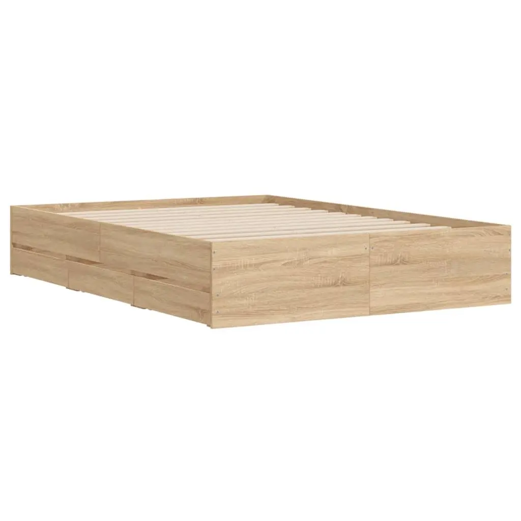 Bed Frame with Storage Drawers in Brown